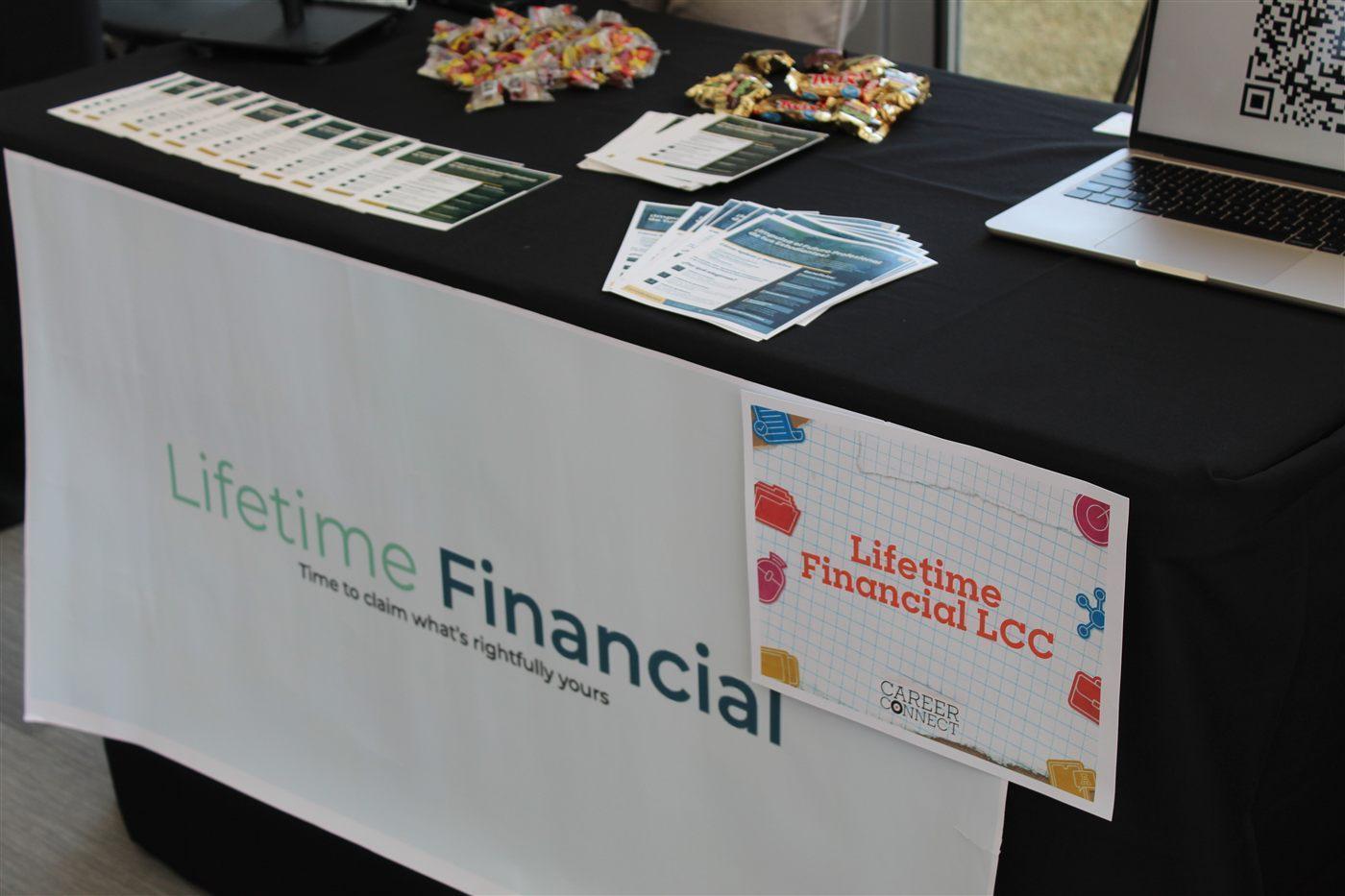 The Lifetime Financial table at a Career Connect event